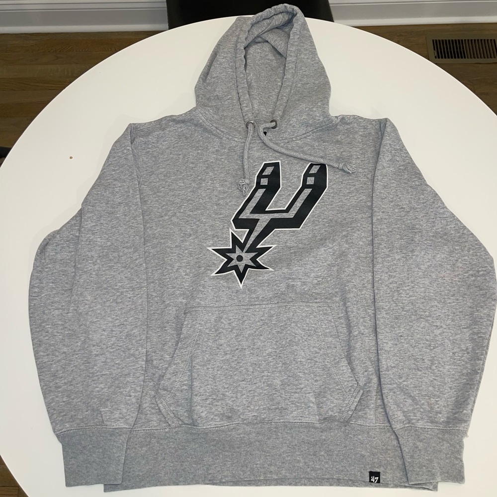 47 Brand Gray SPURS Hoodie with Black Logo